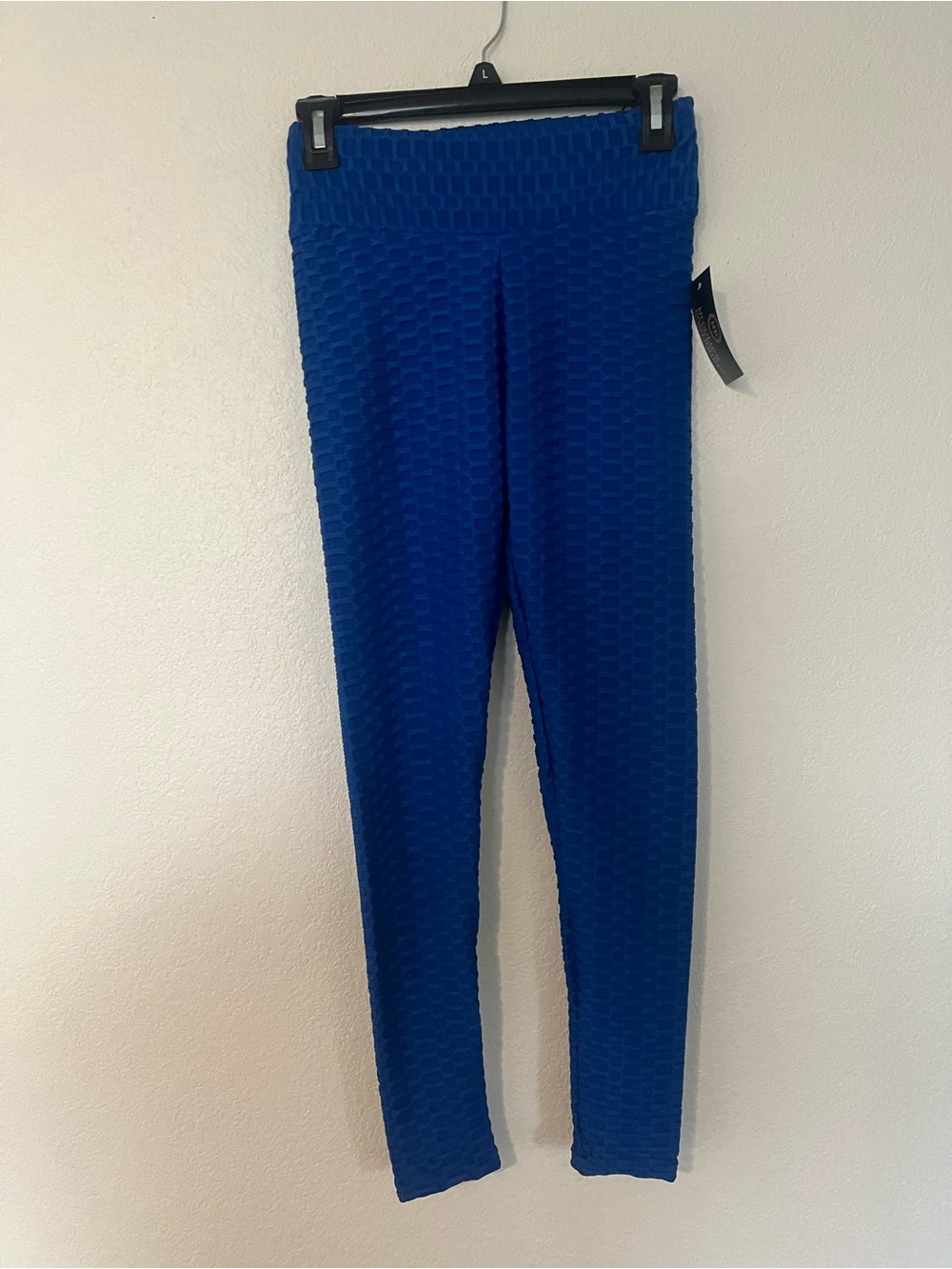 High-Waist Textured Leggings - Royal Blue